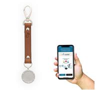 Bouton d'alerte MONSHERIF + médaillon ""hublot"" argenté avec lanière marron