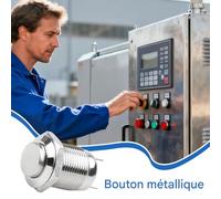 Bouton d'Alimentation - 12mm Rond Auto-Réinitialisable Multifonction - Bouton Poussoir Métallique Étanche | pour les Équipements Électroniques d'Extérieur, les Machines, l'Automobile, l'Atelier Domest