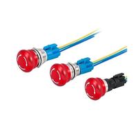 Bouton d'alimentation d'arrêt d'urgence, tête de champignon en acier inoxydable, 16/19/22mm, 1NO/1NC/2NO/2NC, contrôle fiable, 1 pièce(22MM-6PIN Socket)