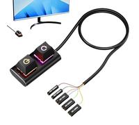 Bouton d'alimentation PC - Commutateur Externe LED RGB en D'Aluminium 5x2,8x2,6cm | Câble D'Extension De Commande pour Ordinateur Bureau | Touche Démarrage Mécanique Rechange Type Et Bu