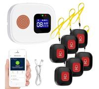 Bouton D'appel d'urgence pour Personnes âgées, Personnes âgées, WiFi Système D'appel d'urgence Intelligent, 6 SOS Boutons D'appel d'urgence, 1 Récepteur Affichage Numérique, pour Appel d'urgence