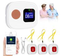 Bouton d'appel d'urgence pour personnes âgées, Wi-Fi Système d'Appel d'Urgence Intelligent, 3 SOS Boutons d'Appel d'urgence, 1 Récepteur d'Affichage Numérique, Pager pour Patients