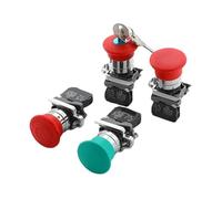 Bouton d'arrêt d'urgence en forme de champignon, 22mm, 10A XB4, bouton-poussoir d'arrêt d'urgence, 1NC 1NO, interrupteur de démarrage, rouge, vert(Green Mushroom 1NO)