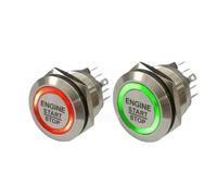 Bouton d'arrêt d'urgence lumineux - Bouton poussoir momentané « ENGINE START STOP » for un contrôle sûr du moteur - Conforme RoHS(Black,22MM 3-6V)