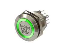 Bouton d'arrêt d'urgence lumineux - Bouton poussoir momentané « ENGINE START STOP » for un contrôle sûr du moteur - Conforme RoHS(Blue,19MM 3-6V)