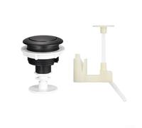 Bouton de chasse d'eau 55 mm en ABS conçu pour une utilisation avec les systèmes de chasse d'eau standard montés sur réservoir simple ou support (noir + support)