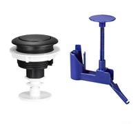Bouton de chasse d'eau en ABS à simple pression avec support réglable pour trous de 38 mm, 48 mm, 58 mm, disque rotatif léger 28 g Noir mat chromé