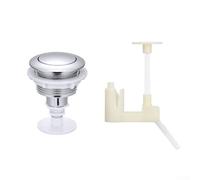 Bouton de chasse d'eau en ABS pour réservoir de toilettes, avec bouton unique ou options de support, 55 mm de diamètre pour un fonctionnement fiable et une longévité (argent + support)