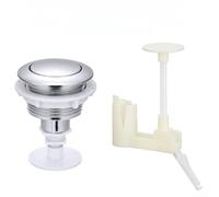 Bouton de chasse d'eau pour réservoir de toilettes brésiliennes avec support et boîtier ABS conçu pour diamètre et longueur de tige de chasse d'eau standard (argenté avec support)