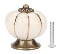 Bouton de citrouille en céramique européenne, bouton de bouton de meuble avec vis pour porte armoire tiroir armoire meubles de cuisine ou chambre d'enfant(Blanc crème)