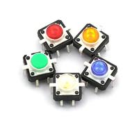 Bouton de commutation tactile éclairé, 5 pièces, 12x12, rouge, blanc, bleu, jaune, vert, LED 3V, 4 broches, réinitialisation, 12x12x7.3mm(Yellow)