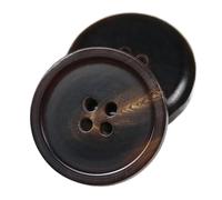 Bouton de costume à quatre œillets en corne naturelle, Marron foncé, 25mm-10 pièces