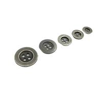 Bouton De Couture En Alliage Métallique De Zinc, 10Mm/11.5Mm/12.5Mm/15Mm/18Mm/20Mm, 50 Pièces, Boutons Métalliques Ronds, Argent Et Bronze Antique, 4 Trous, Argent ancien, 15mm