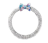 Bouton de démarrage orné d'un nœud papillon en strass | Cache de bouton de démarrage/arrêt moteur à strass circulaire(Silver,1 pc)