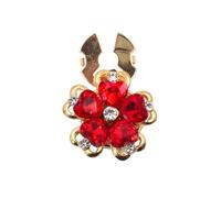 Bouton De Manchette 1PCS Rhinestone Cufflinks Shirt Button Covers Crystal Flower Jewelry Wedding Party(Red)