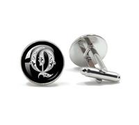 Bouton De Manchette 26 Letter Royal Initialen Glass Cabochon Men's Cufflinks(Style10)