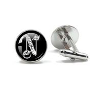 Bouton De Manchette 26 Letter Royal Initialen Glass Cabochon Men's Cufflinks(Style13)