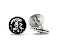 Bouton De Manchette 26 Letter Royal Initialen Glass Cabochon Men's Cufflinks(Style16)