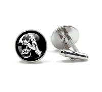 Bouton De Manchette 26 Letter Royal Initialen Glass Cabochon Men's Cufflinks(Style26)