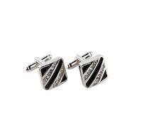 Bouton de Manchette Boutons de manchette carrés simples bicolores for hommes, boutons de manchette d'affaires en émail rouge/noir, bouton de manchette de chemise classique(Black)