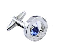 Bouton de Manchette Boutons de manchette de chemise for hommes et femmes, for Banquet d'affaires, discours de mariage, boutons de manchette simples en métal et cristal(Blue)