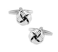 Bouton De Manchette Classic Knot Cuff Links Brass Material Silver Color Woven Ball Design Cufflinks