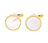 Bouton de Manchette Doré | Boutons de Manchette Homme | Cadeau Mariage Perle | Cadeau Hommes Anniversaire Bijoux Acier Inoxydable | Chemise Nacre Design