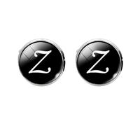 Bouton de Manchette en Verre Rond Motif Z Noir pour Hommes | Cuivre Plaqué, Surface Lisse et Simple, Léger, Facile à Nettoyer, pour Manche ou Col