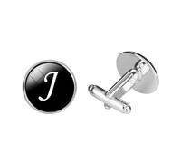 Bouton de Manchette en Verre Rond Noir, Style Simple pour Homme