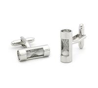 Bouton De Manchette Men's Sandglass Cufflinks Brass Material Blue Color Hourglass Design Cuff Links(White)