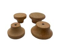Bouton De Meuble 2 Pièces Champignon Bois Bouton Et Poignée Tiroir Coiffeuse Manche En Bois Monotrou,Bois De Hêtre Plateau Plat 50mm * 24mm
