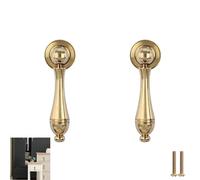 Bouton De Meuble 2 Pièces Poignée En Laiton Pur Étiquette En Forme De Goutte Tiroir Porte D'Armoire Pendentif Trou Unique Petite Poignée, Grand Cuivre Brillant