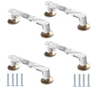 Bouton De Meuble 4 Pièces Motif Marbre Noir Et Blanc Porte De Meuble Poignée De Tiroir Pas 128mm Blanc