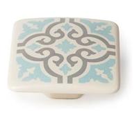 Bouton de meuble Carreau de ciment zamak peint blanc/gris H.20 x l.37 x P.37 mm G