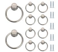 Bouton De Placard 10 Pièces Anneau Noir Anneau De Suspension Anneau De Tiroir Anneau De Traction À Un Trou Poignée De Porte D'Armoire Grand Argent