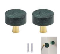Bouton De Placard 2Pièces Poignée De Tiroir De Porte D'Armoire De Meuble En Pierre De Cristal De Marbre En Laiton Vert Diamètre 30mm