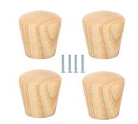 Bouton De Placard 4 Pièces Boutons Et Poignées En Bois Massif Mini Poignée Tiroir De Garde-Robe Petite Poignée Ronde,Cire Blanche,Plat 22 * 20mm