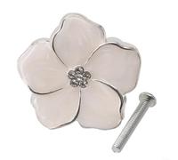Bouton de poignée en forme de fleur en émail doré + blanc, convient pour les commodes et placards (argent + blanc)