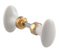 Bouton de porte - Brionne - Porcelaine blanche - 66 mm diamètre - 52 mm longueur - 7 mm carré