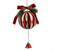 Bouton de porte décoratif festif avec grelots de Noël, boule de papier et pomme de pin pour arbre, couronne, fenêtre et porte (04)