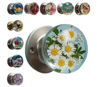 Bouton de porte décoratif unique, poignée ronde rétro en résine époxy avec motif floral, poignée de porte fabriquée à la main, pour les styles d'intérieur modernes et classiques, marguerite blanche