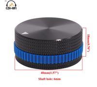 Bouton de Potentiomètre en Aluminium Massif Usiné CNC,Capuchon de Bouton,Amplificateur Audio,Radiateur,Radio Colorable à Distance avec Anneau en Caoutchouc,40x18mm - Type Blue