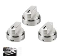 Bouton de Réglage Universel pour Cuisinière Gaz et Four, Poignée de Commande de Plaque de Cuisson en Métal, Bouton de Remplacement pour Poêle (6mm) avec Finition Argent