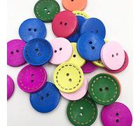 Bouton de résine, Gros boutons en bois de 1 pouce Boutons qualité supérieure for couture Artisanat Vêtements Pull, décoratifs colorés naturel, 2 trous 20 à 40 pièces(20Pcs)