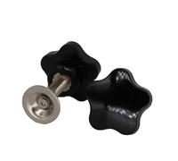 Bouton de serrage avec plaque, filetage mâle M10 M12 45-60 mm, vis moletée poignée Torx cinq étoiles for le travail du bois Fixation sans outil(Black-A,45mm)