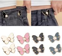 Bouton de serrage de taille papillon, épingles de boucle de taille réutilisables réglables, bouton sans ongles amovible sans outils de couture, pour les accessoires à vêtements (C)
