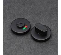 Bouton de serrure de porte en acier inoxydable pour salle de bain, 53 mm, pour armoire de toilettes avec indicateur de couleur (vert, ouvert, rouge fermé), rotation à 360 degrés, argent (noir)