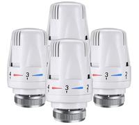 Bouton de thermostat - 4 pièces - Tête de thermostat M30 - Bouton de radiateur M30 - Blanc (M30 x 1,5) - Vanne thermosta Étiquette
