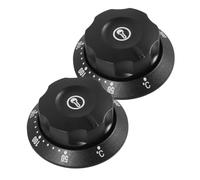 Bouton de Thermostat Noir 2 Pièces Plastique 50-300 ℃ | Arbre, Réglage Précis, Usage Simple, pour Chauffe-eau et Friteuse, Lot de Deux