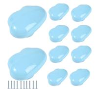 Bouton De Tiroir 10 Pièces Mignon Nuage Chambre D'Enfant Tiroir Monotrou Poignée Armoire Porte Poignée Dessin Animé Armoire Céramique Bouton Nuage Bleu Clair